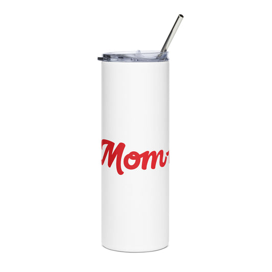 Mom-nificent White/Red Stainless Steel Tumbler