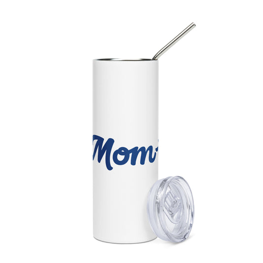 Mom-tacular White/Blue Stainless Steel Tumbler