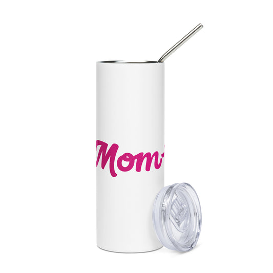 Mom-tacular White/Pink Stainless Steel Tumbler