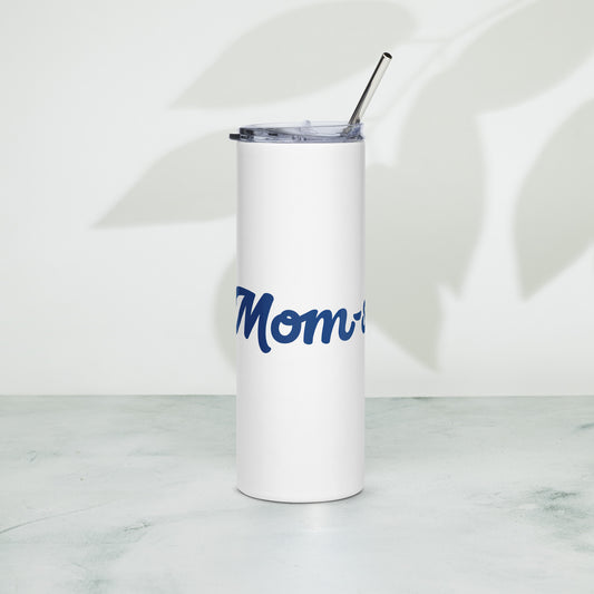 Mom-sational White/Blue Stainless Steel Tumbler