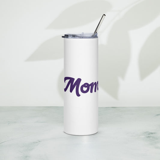 Mom-tastic White/Purple Stainless Steel Tumbler