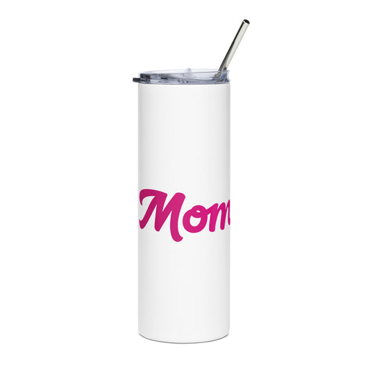 Mom-tastic White/Pink Stainless Steel Tumbler