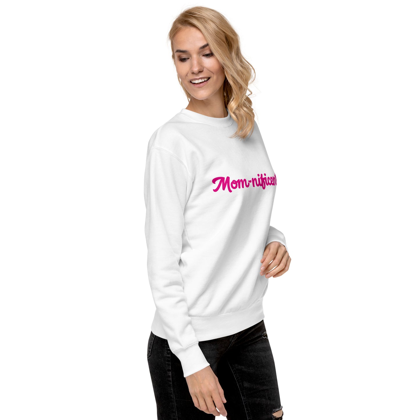 Mom-nificent White/Pink Premium Sweatshirt