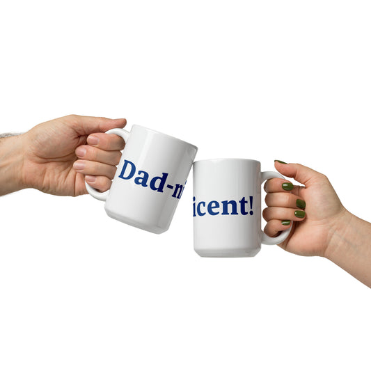 Dad-nificent White/Blue Glossy Mug